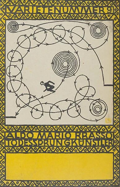 Variety Act 9: Aldo Mario Brasso, 'Leap of Death' Artist (Varietenummer 9: Aldo Mario Bras... 1907. Creator: Moritz Jung)