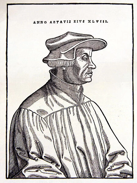 Verico Zwingli (1484-1531), Swiss humanist and reformer in an engraving of the age