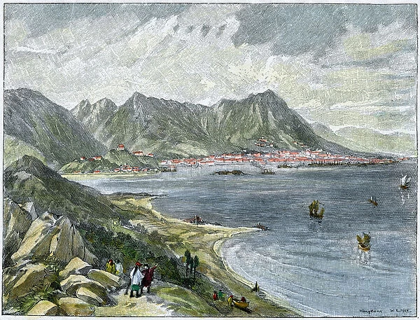 Victoria, Hong Kong, from the Chinese mainland, c1890