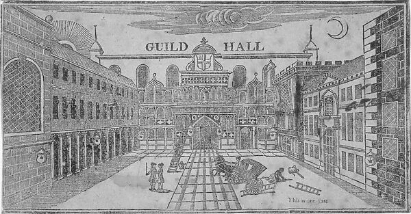 Front view of the Guildhall, looking north, City of London, 1750