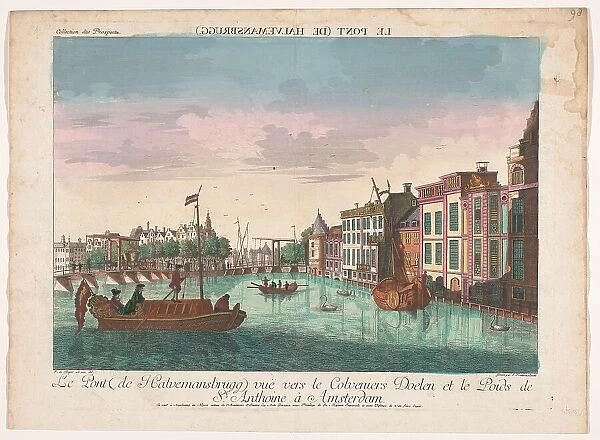 View of the Halvemaansbrug over the Amstel in Amsterdam, 1755-1779. Creator: Johann Friedrich Leizelt