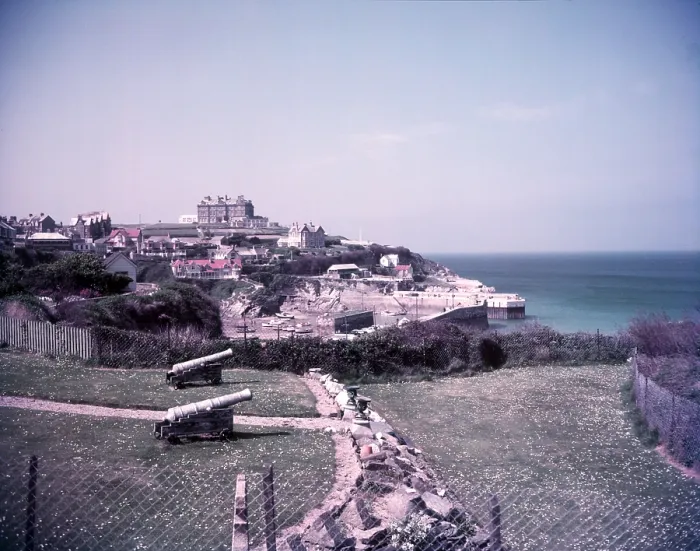 Framed Print : Print of View towards the harbour, Newquay, Cornwall