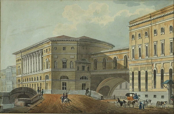 View of the Palace Embankment in St. Petersburg, First quarter of 19th cen Artist: Kolmann, Karl Ivanovich (1786-1846)