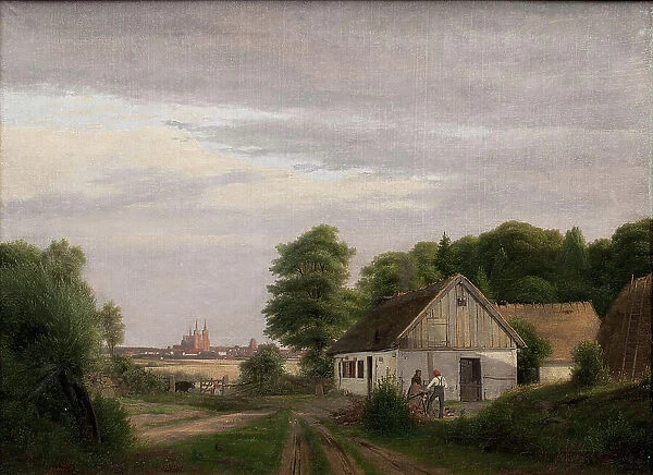 View towards Roskilde from a homestead, 1833-1837. Creator: Jorgen Pedersen Roed