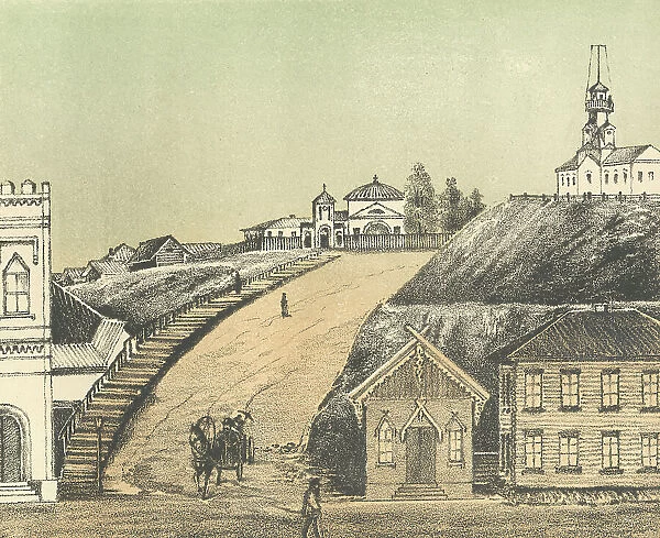 Voskresenskaya and Catholic Church, 1871. Creator: J Rogulin