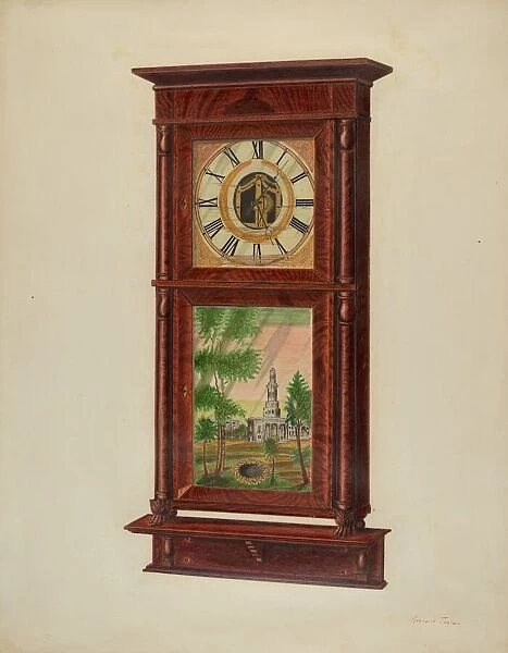Wall Clock with Mantel, c. 1939. Creator: Richard Taylor