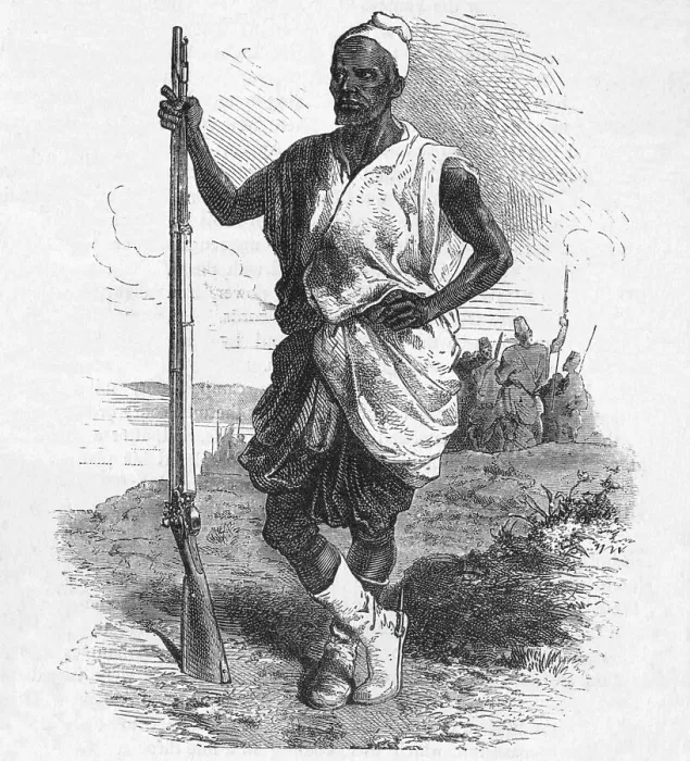 Framed Print : Warrior of Elmina Print, c1880 Engraving Framed Print : Warrior of Elmina Print, c1880 Engraving
