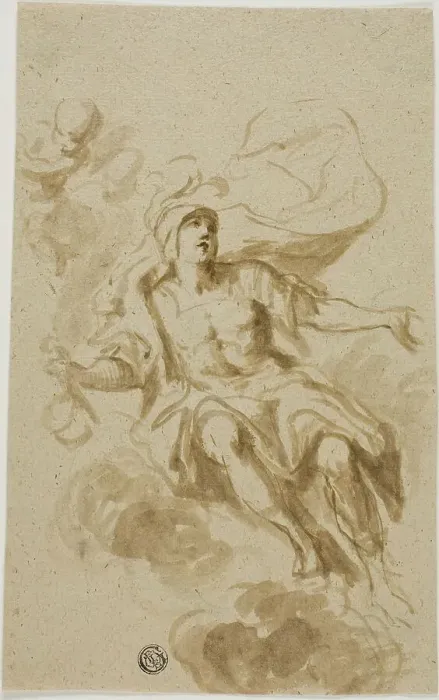 Framed Print : Warrior Seated on Clouds Print