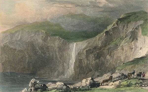 Waterfall & Stone Quarry, Near Boscastle, 1832. Artist: William Alexander Le Petit