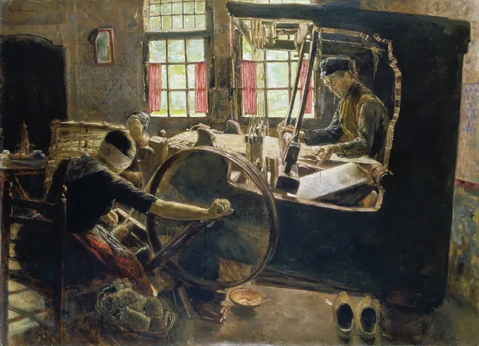 Framed Print : Print of The Weaver in a traditional German setting Framed Print : Print of The Weaver in a traditional German setting