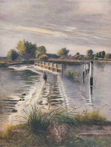 Weir at Chertsey, 1911, (1914). Artist: Jamess Ogilvy