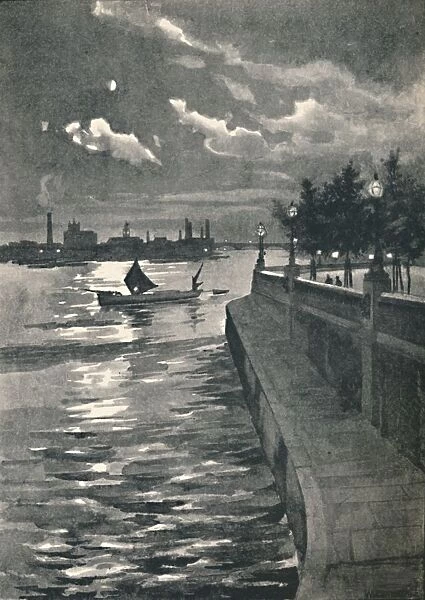 Westminster from Blackfriars Bridge - Night, 1891. Artist: William Luker