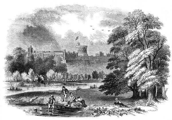 Windsor Castle from the river, 1844. Creator: Unknown