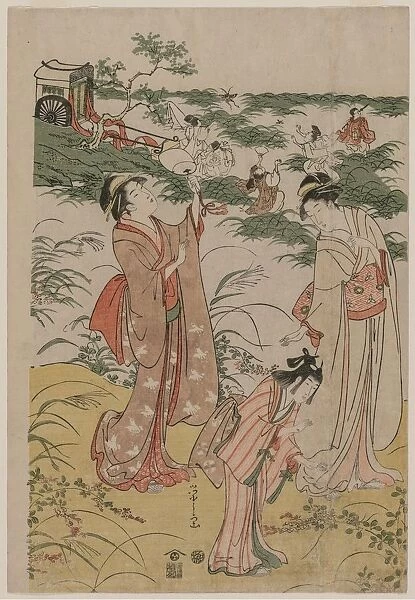 Women Chasing Crickets on an Autumn Moor, early 1790s. Creator: Ch?bunsai Eishi (Japanese