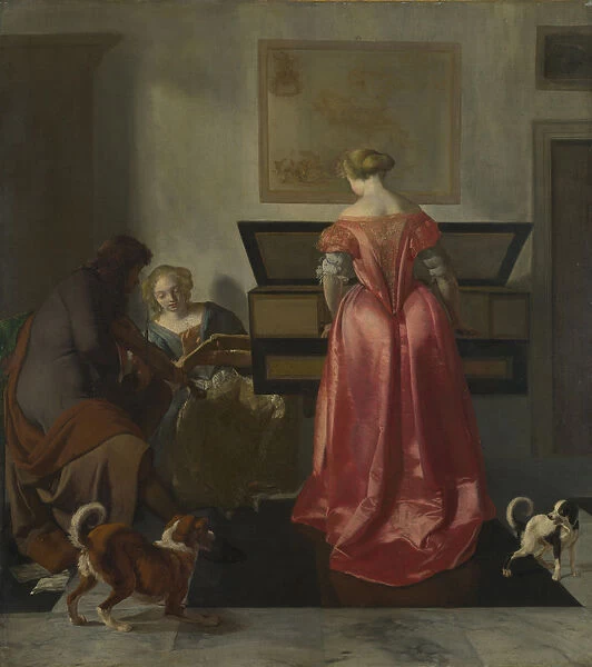 Two Women and a Man making Music, ca 1675. Artist: Ochtervelt, Jacob Lucasz. (1634-1682)