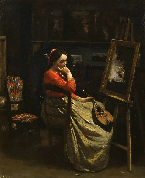 The Workshop of Corot, Young Woman with Red Blouse, 1865-1870. Artist: Jean-Baptiste-Camille Corot