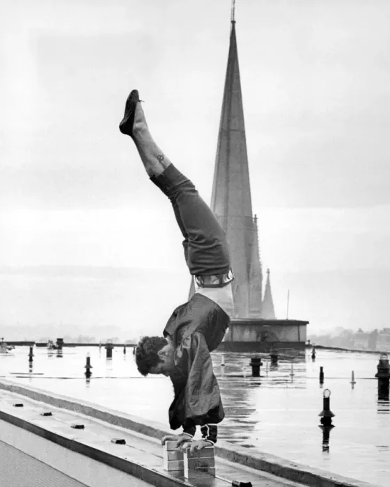 Framed Print : Handstand on Royal Garden Hotel Roof Print Framed Print : Handstand on Royal Garden Hotel Roof Print