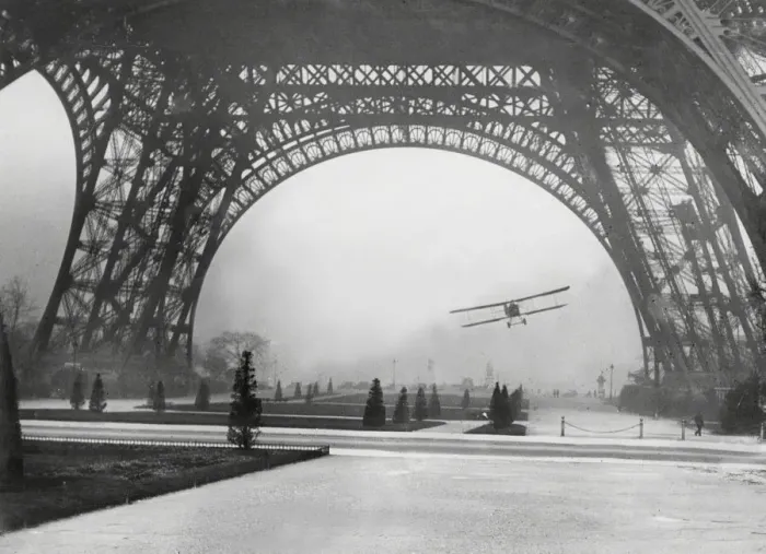 Framed Print : Flying under the Eiffel Tower Print, 1926 Framed Print : Flying under the Eiffel Tower Print, 1926