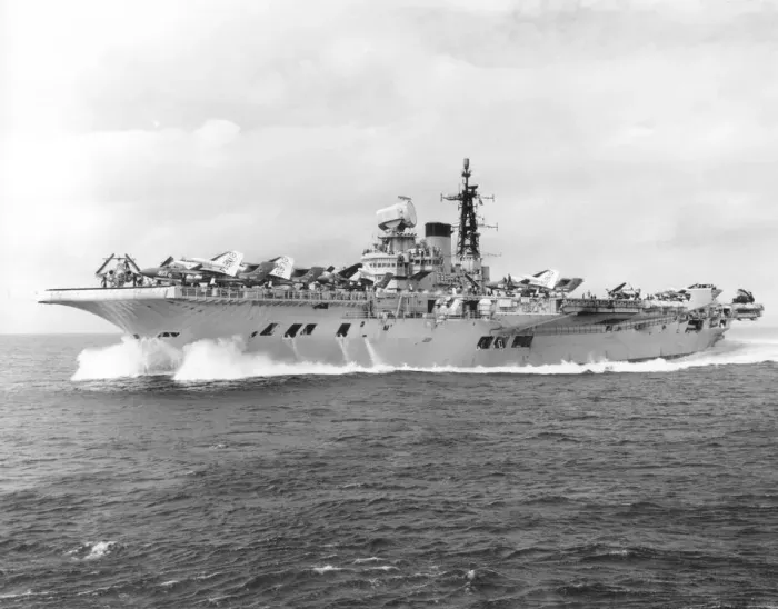 Framed Print : Print of HMS Victorious at full power trial Framed Print : Print of HMS Victorious at full power trial