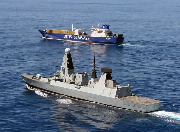 HMS Diamond Escorting Ark Futura During Operation Recsyr