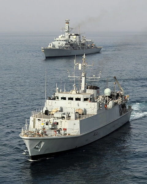 HMS Grimsby and HMS Monmouth During Exercise Khanjar Ha ad near Oman