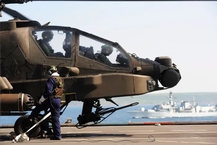 Framed Print : Apache Helicopter on HMS Illustrious Print