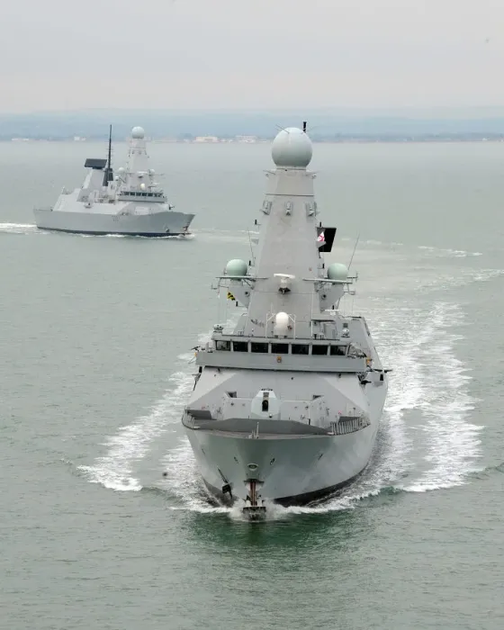 Framed Print : Print of HMS Daring and Dauntless Type 45 destroyers in formation Framed Print : Print of HMS Daring and Dauntless Type 45 destroyers in formation