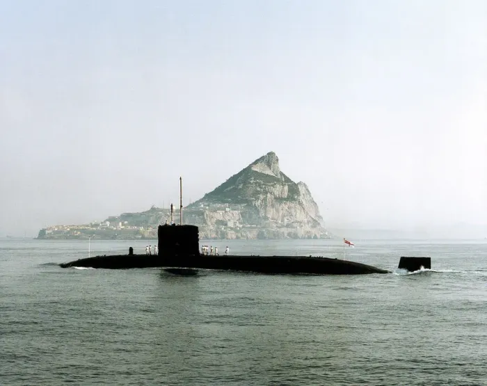 Framed Print : HMS Superb Print with Gibraltar Background