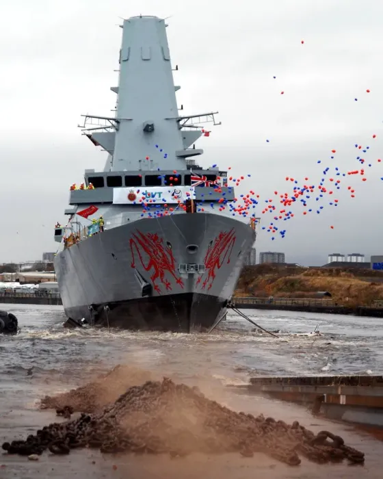 Framed Print : Print of HMS Dragon Launch Framed Print : Print of HMS Dragon Launch