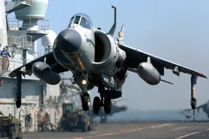 Framed Print : A Sea Harrier FA2 taking off from HMS Invincible. Print of a photograph Framed Print : A Sea Harrier FA2 taking off from HMS Invincible. Print of a photograph
