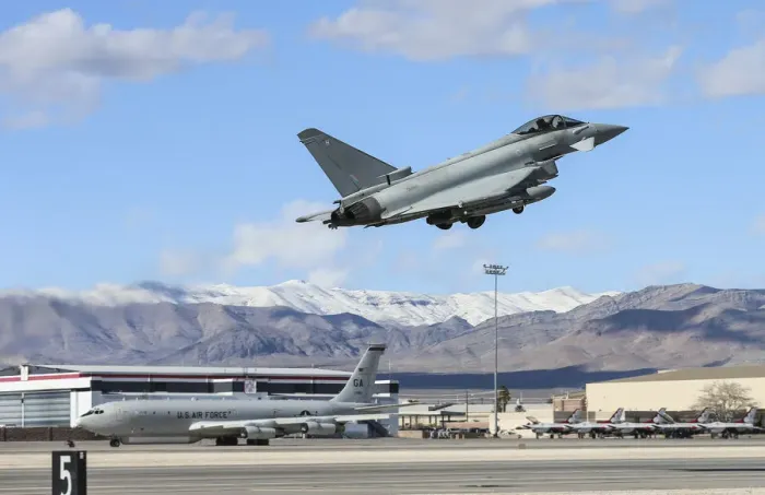 Framed Print : Print of a Typhoon FGR4 taking off at Exercise Red Flag 2017 Framed Print : Print of a Typhoon FGR4 taking off at Exercise Red Flag 2017