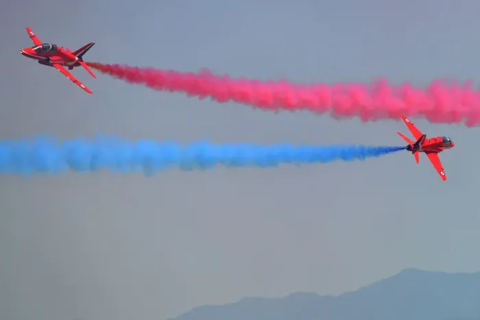 Framed Print : Red Arrows Print: Two Hawk Jets Over RAF Akrotiri