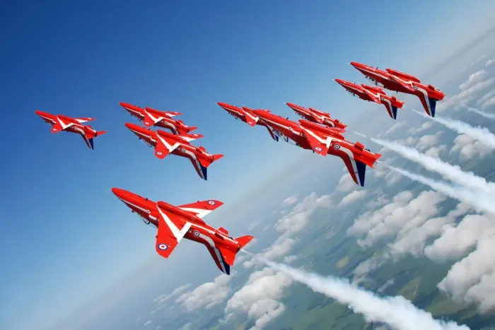 Framed Print : The Red Arrows Display Print over RAF Scampton Framed Print : The Red Arrows Display Print over RAF Scampton