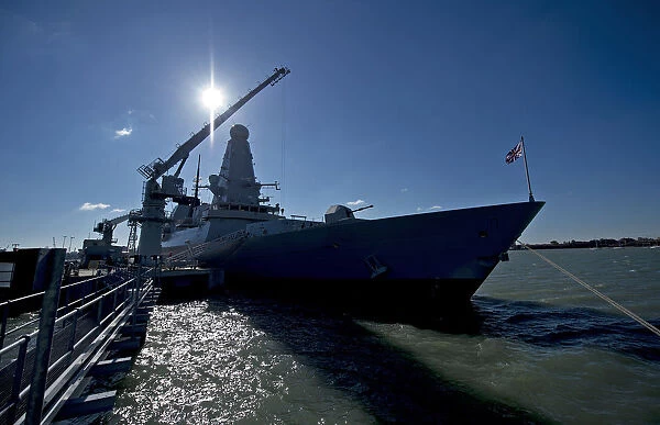 Type 45 HMS Diamond being loaded with Sea Viper missiles at HMNB Portsmouth