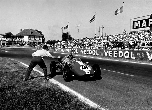 1959 French Grand Prix, Reims. Ian Burgess stops for: 2003 Racing Past... Exhibition