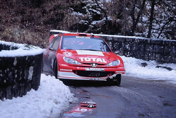 2003 FIA World Rally Championship. Rd1. Monte Carlo, Monaco. 23rd-26th January 2003. marcus Gronholm / Timo Rautianen (Peugeot 206 WRC), action. World Copyright: McKlein / LAT ref: 35mm Image A24