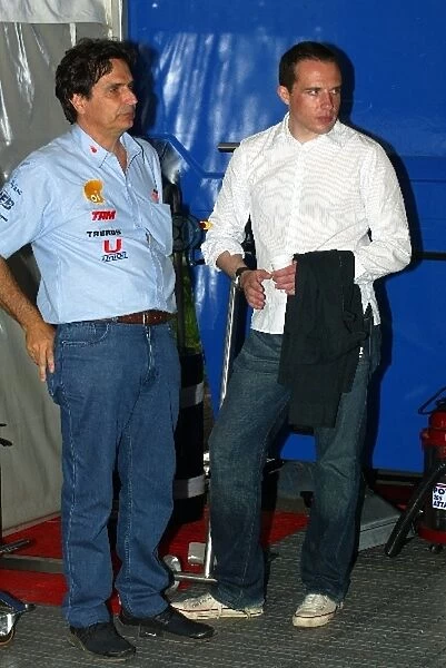 British Formula Three Championship: Former F1 World Champion Nelson Piquet, left, chats to Jonathan Williams, right