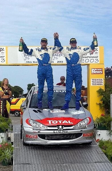 British Rally Championship: Garry Jennings celebrates with Gordon Noble