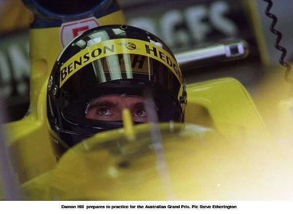 SE 8. Damon Hill prepares to practice for the Australian Grand Prix. Pic Steve Etherington