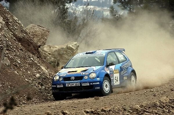 FIA World Rally Championship: Kosti Katajamaki in action on Stage 17 en route to scoring maximum points in the JWRC category