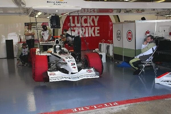 Formula One Testing: Jacques Villeneuve BAR waits for his car to be prepared
