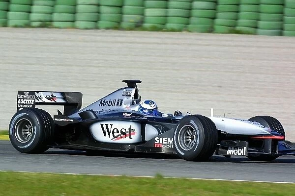 Formula One Testing: Mika Hakkinen tests the McLaren Mercedes MP4-16 for the first time