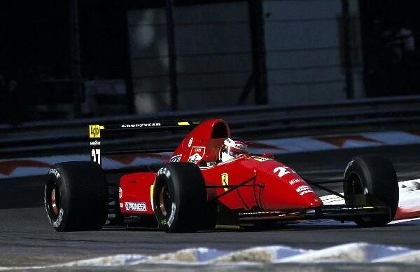 Formula One World Championship: Jean Alesi Ferrari F92AT qualified third but retired on lap 13 with fuel pressure problems