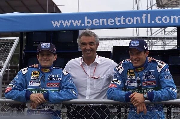 Giancarlo Fisichella, Flavio Briatore and Alex Wurz