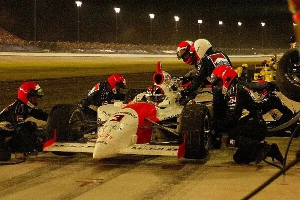 Indy Racing League: Helio Castroneves pits while in second place in the Firestone INdy 200, Nashville Speedway, Nashville, TN, 20, July, 2002. IR10A