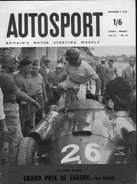 ITA5605. 1956 Italian Grand Prix, Monza. Autosports front cover depicting