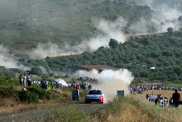 Jussi Valimaki in action in the Hyundai Accent WRC, Acropolis Rally 2003