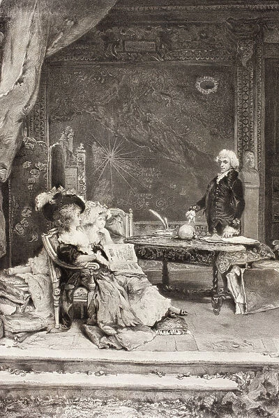 18Th Century Aristocratic Women Receiving Private Lesson From A Tutor. After A Work By Rossi. From El Mundo Ilustrado, Published Barcelona, Circa 1880