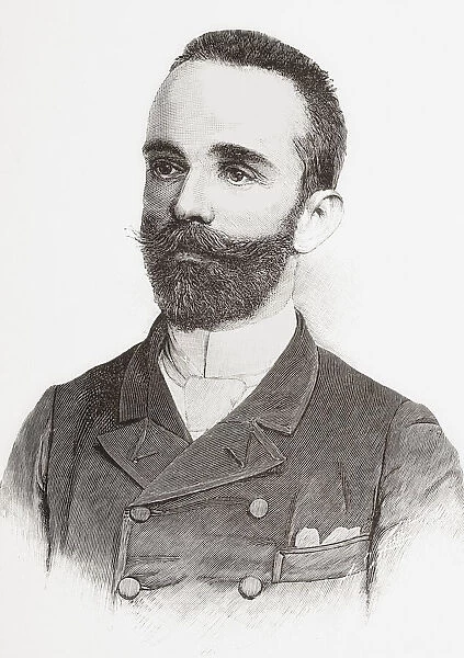 Bernardino Luis Machado Guimaraes, 1851 -1944. Portuguese political figure, third and eighth President of Portugal. From La Ilustracion Artistica, published 1887