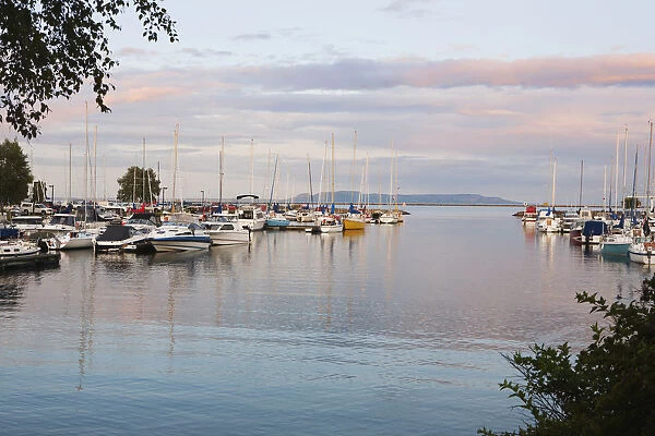 Boats In The Harbour At Sunset; Thunder Bay, Ontario, Canada